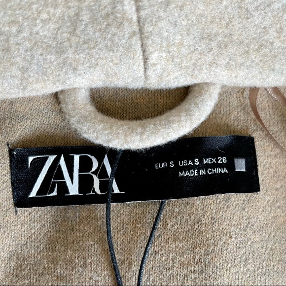 Zara • Long Sleeve Hooded Belted Wrap Coat Beige Size S - Picture 10 of 11